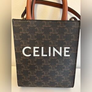 Celine Vertical Cabas Triomphe Tan Shoulder Bag Top Handle Crossbody Bag